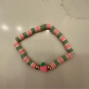 Pink/green strawberry bracelet